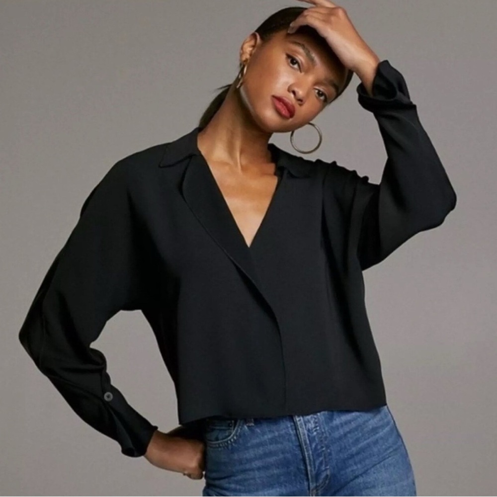 NWOT - Aritzia Babaton Martin Blouse in Dark Slate